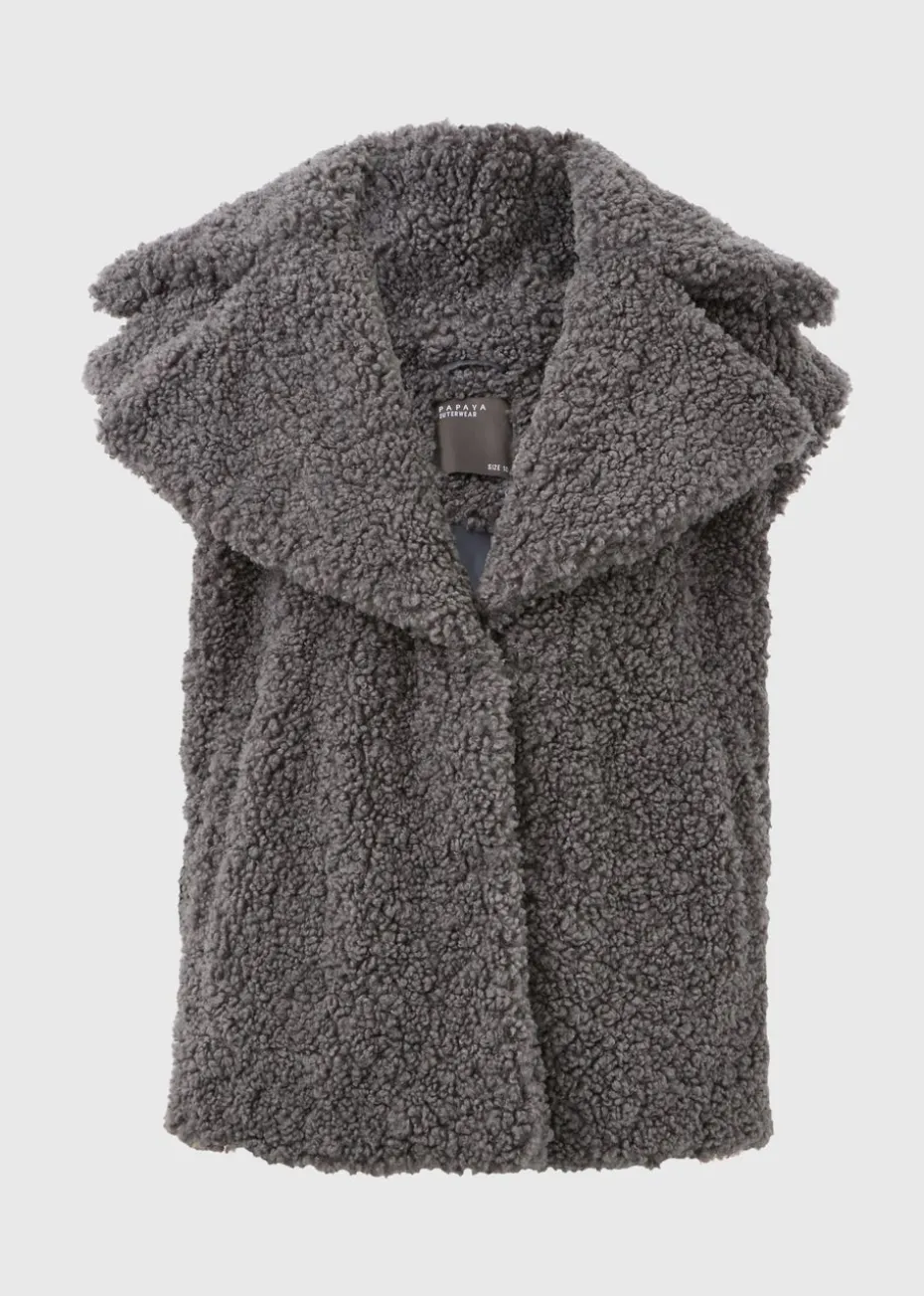 Grey Oversized Borg Gilet