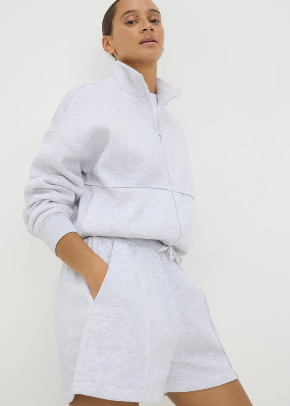 Grey Pintuck Jersey Co Ord Shorts
