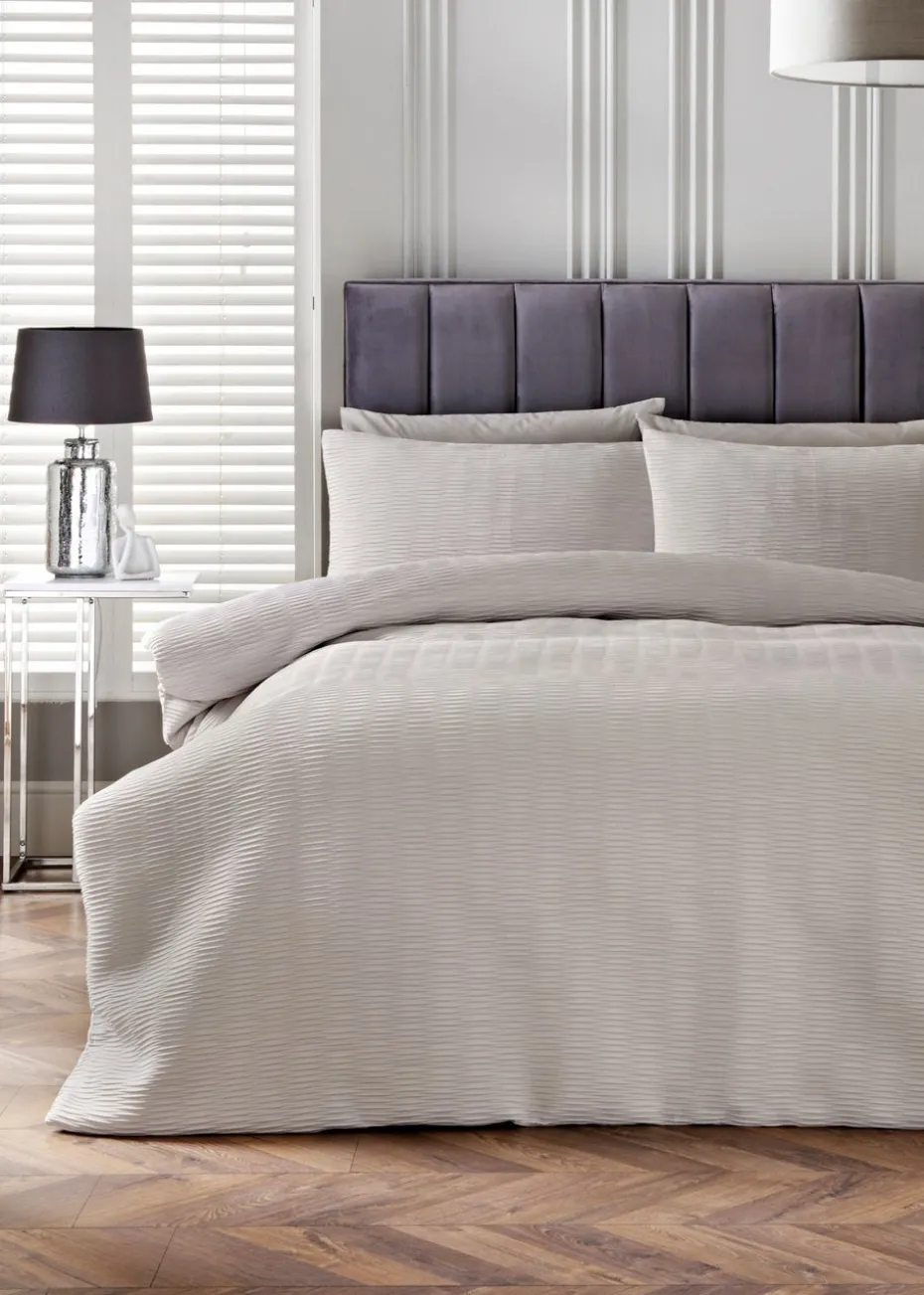 Grey Ruched Duvet Set