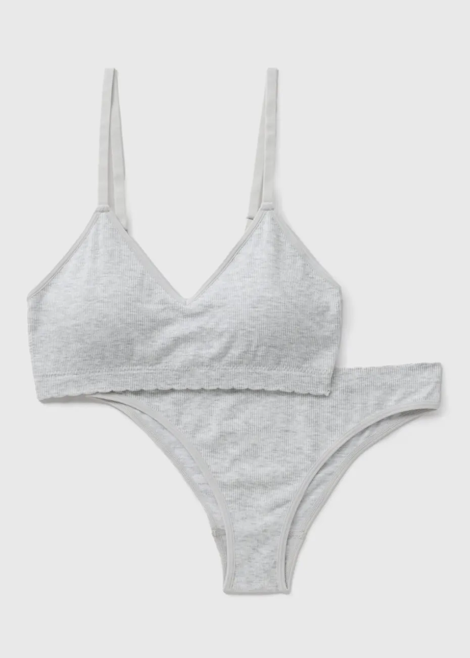 Grey Seamless Bra & Briefs Set