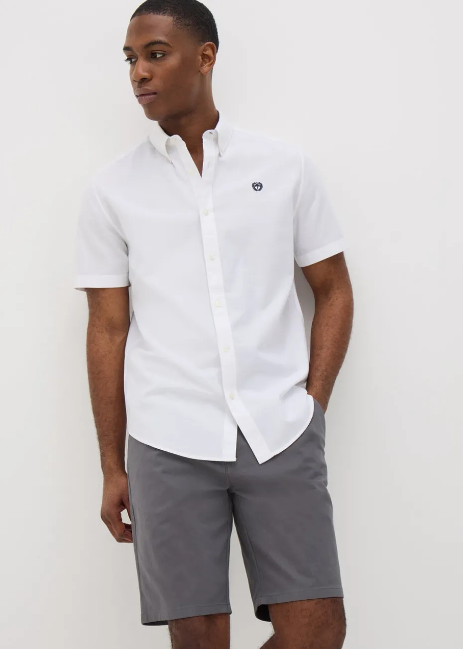 Grey Straight Fit Chino Shorts