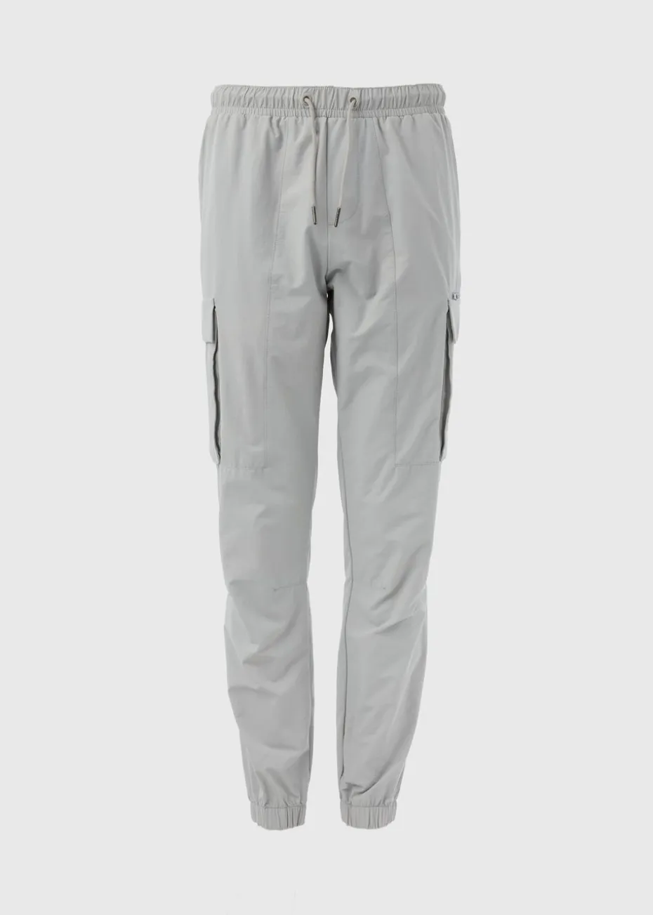 Grey Tech Cuffed Cargo Trousers