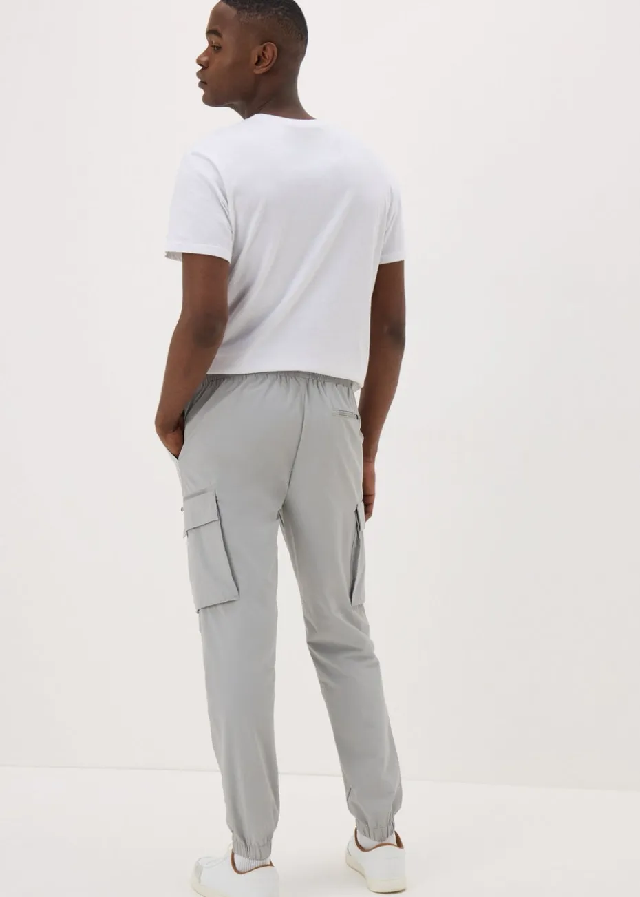 Grey Tech Cuffed Cargo Trousers