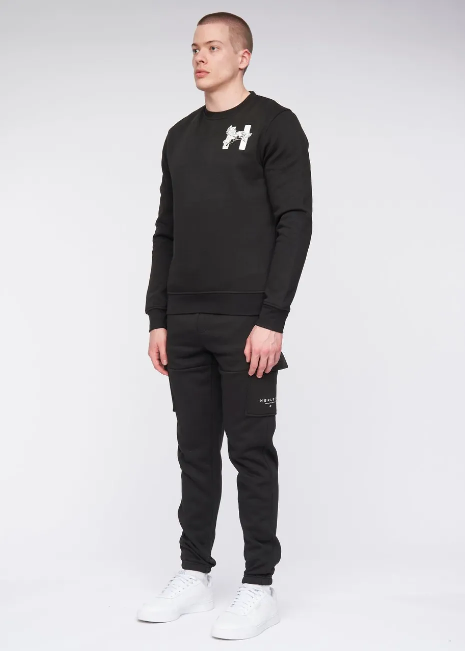 Henleys Black Moorehen Crew Sweat