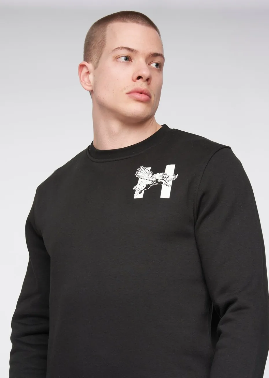 Henleys Black Moorehen Crew Sweat