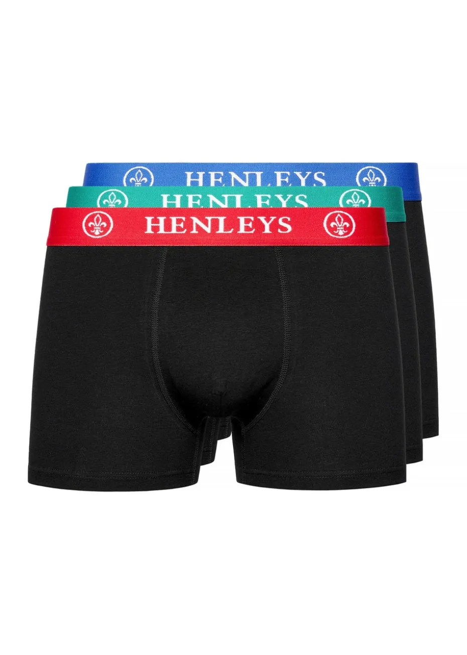 Henleys Black Primas Boxers (3 Pack)