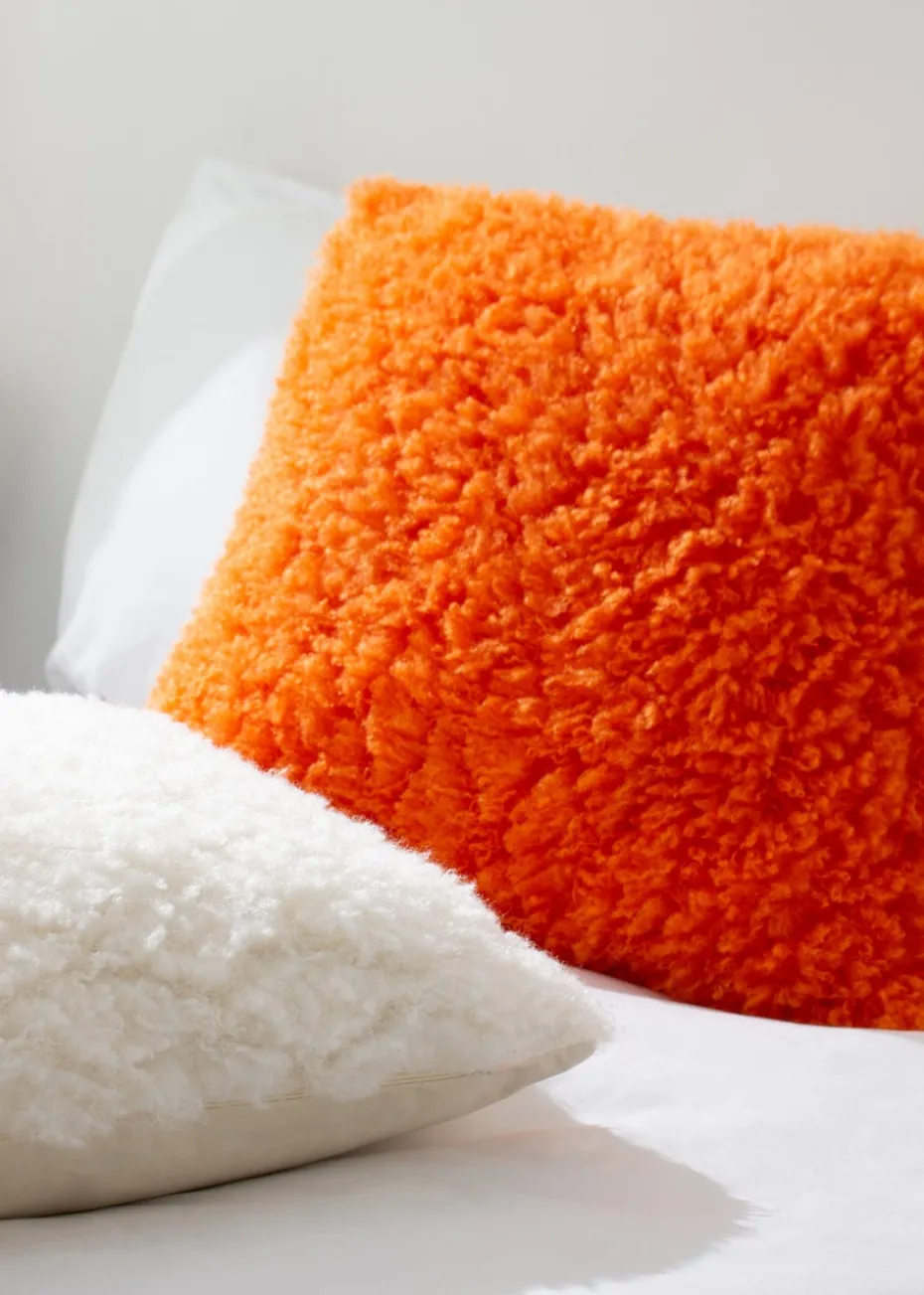 Heya Home Fluff Ball Faux Fur Filled Cushion (45cm x 45cm x 8cm)