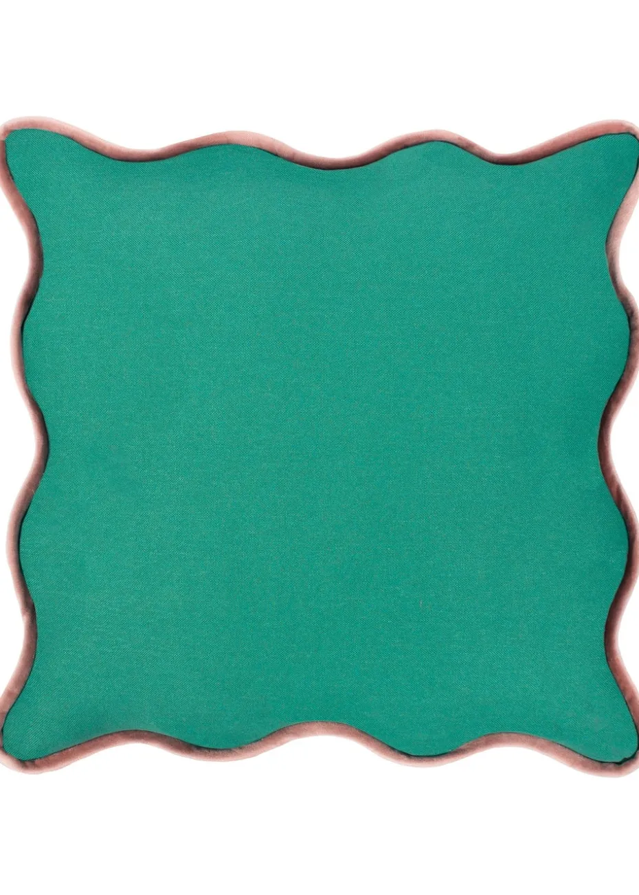 Heya Home Wiggle Velvet Piped Ready Filled Cushion (45cm x 45cm x 8cm)