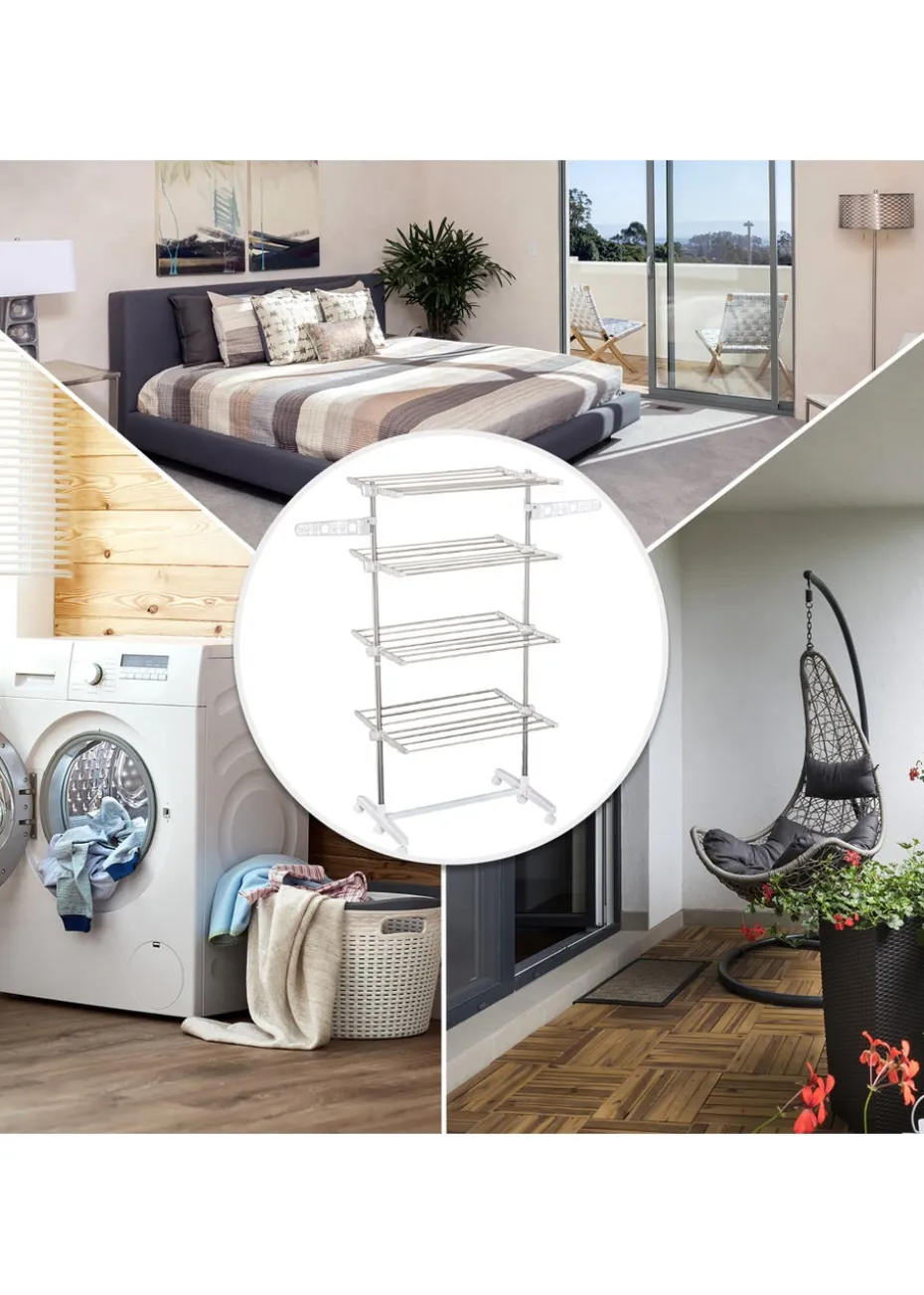 HOMCOM 4 Layer Folding Rail Airer Dryer Rack (172cm x 80-142cm x 55cm)