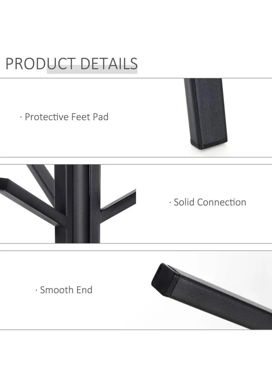 HOMCOM Black Free Standing Coat Rack (45cm x 45cm x 180cm)