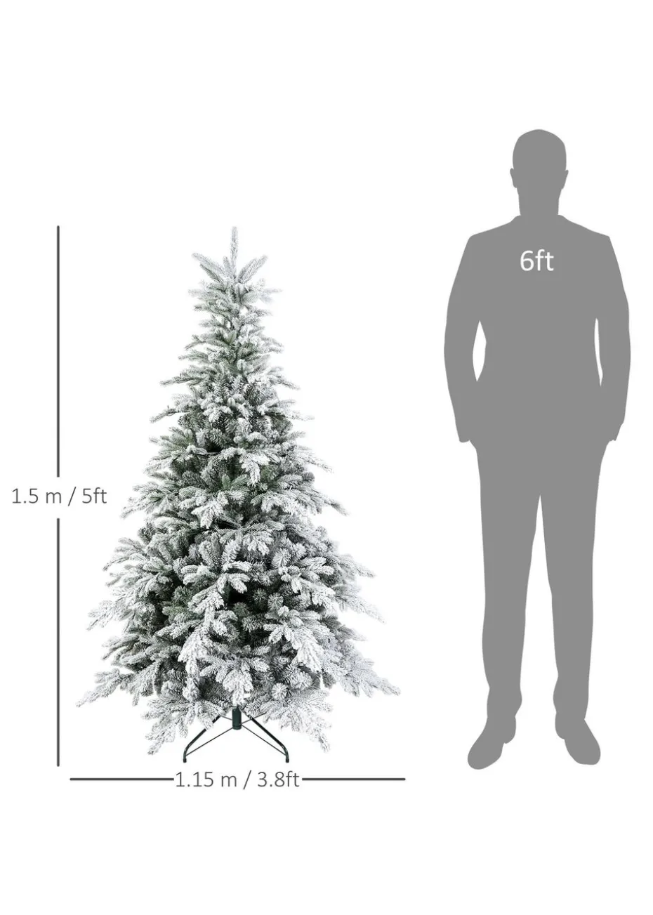 HOMCOM Green Artificial Christmas Tree with Snow Branches