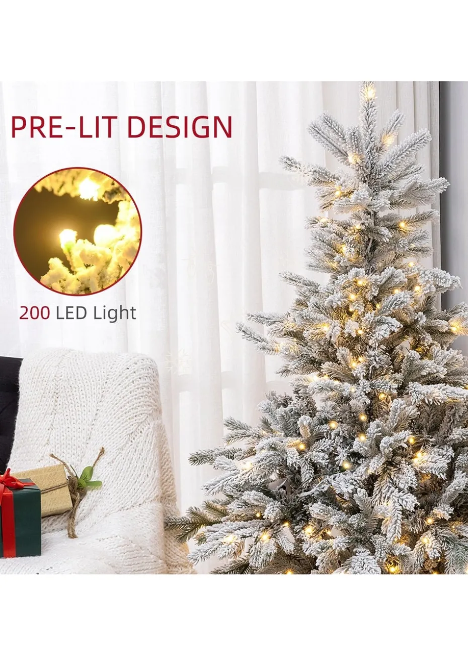 HOMCOM Green Artificial Christmas Tree with Snow Branches