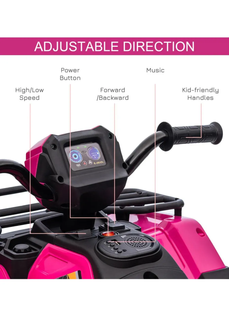 HOMCOM 12V Electric Quad Bike for Kids with LED Headlights and Music (Pink)