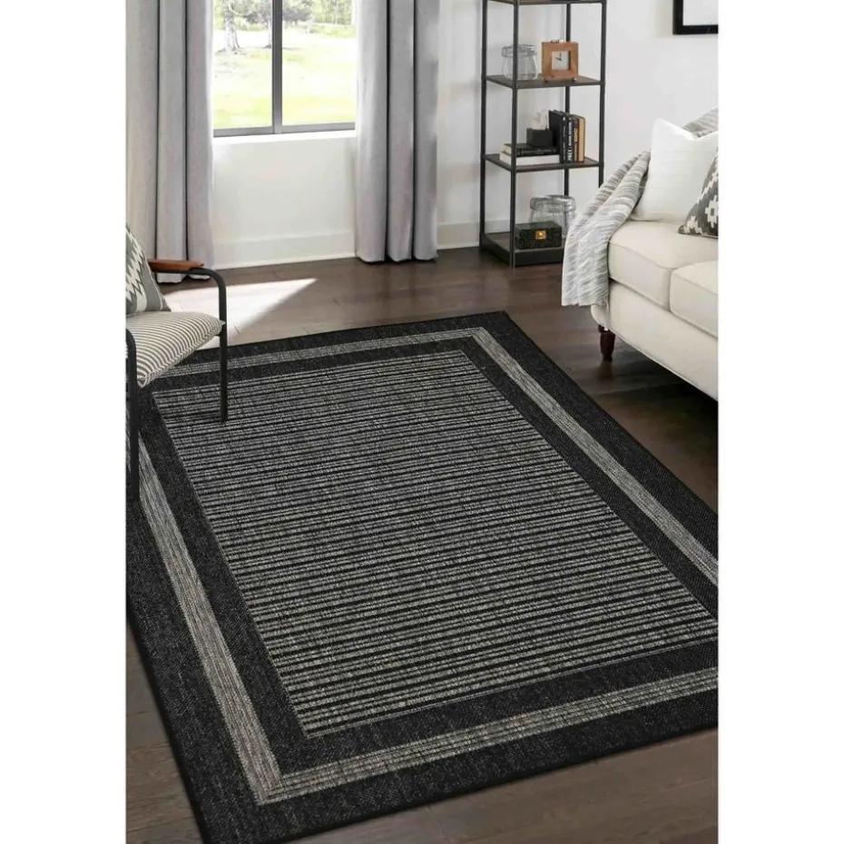 Homemaker Black Gel Backed Border Rug
