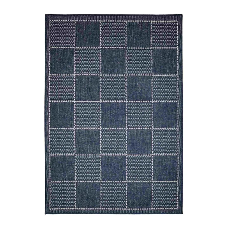Homemaker Navy Check Gel Flatweave Rug