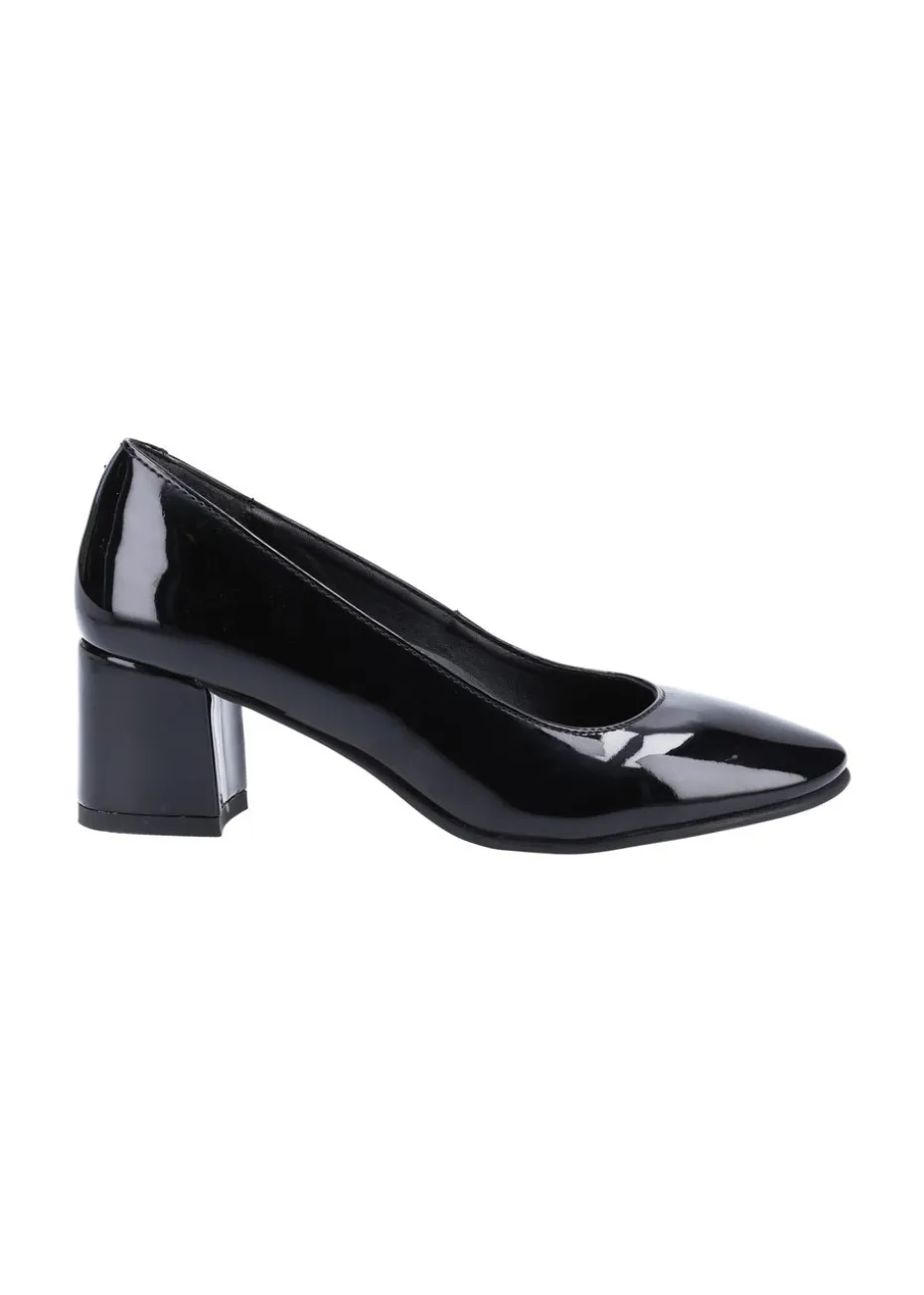 Hush Puppies Black Anna Patent Court Shoes