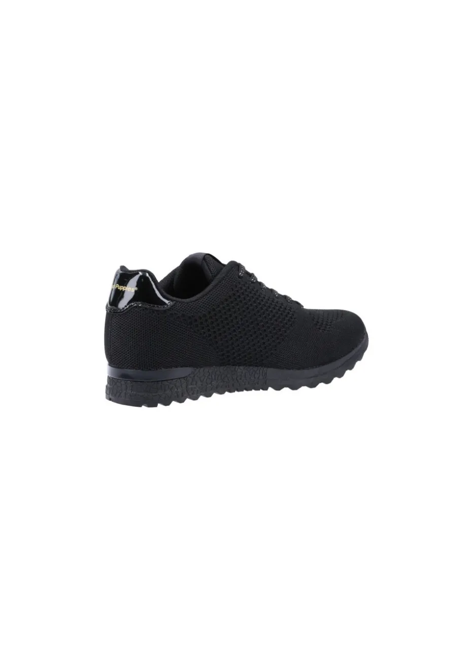 Hush Puppies Black Katrina Lace Up Trainer