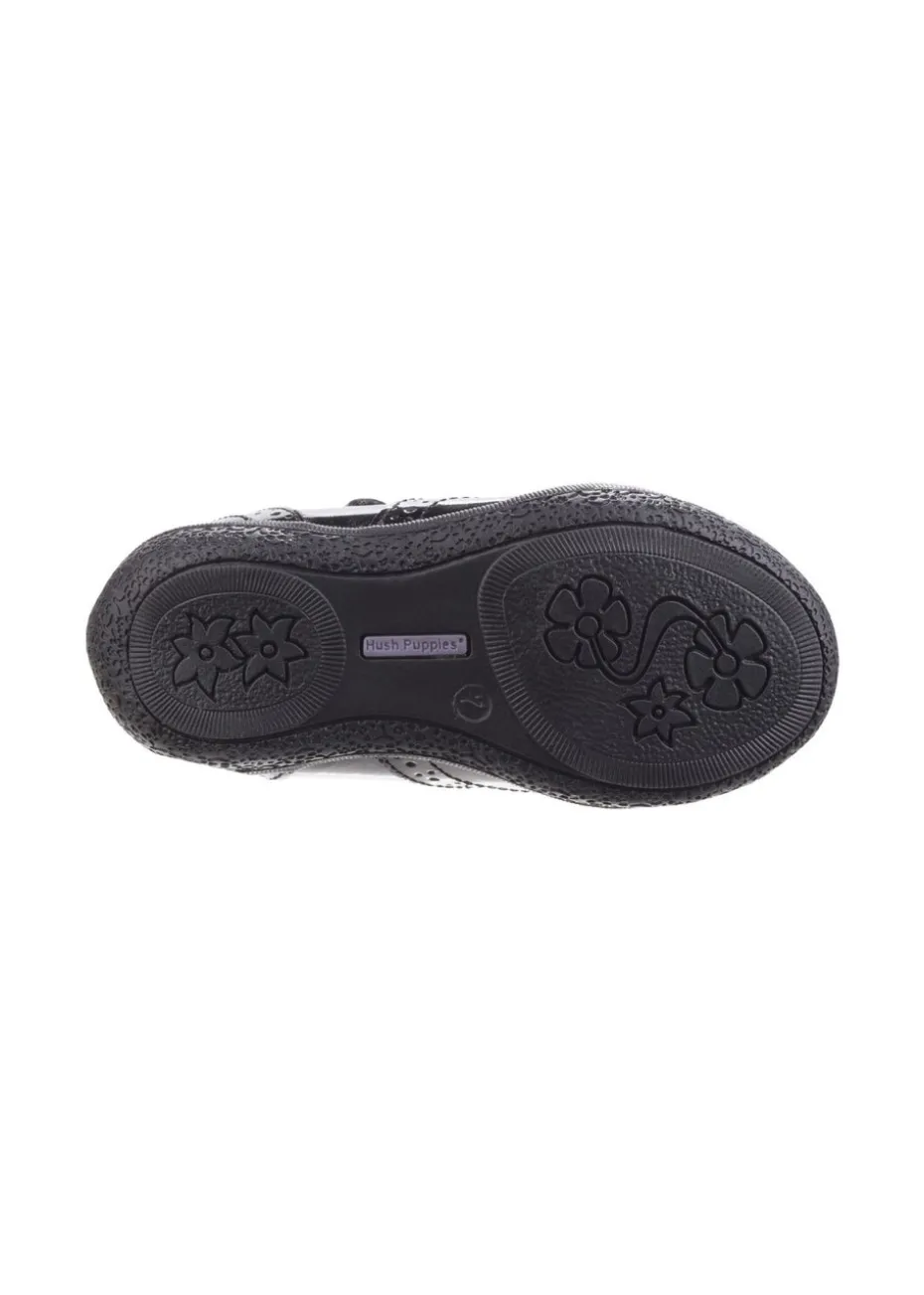 Hush Puppies Black Rina Junior Patent School Shoe