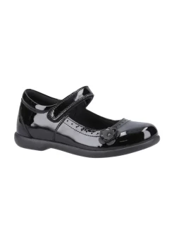 Hush Puppies Girls Black Bethany Patent Junior School Shoes (Younger 10-Older 2)