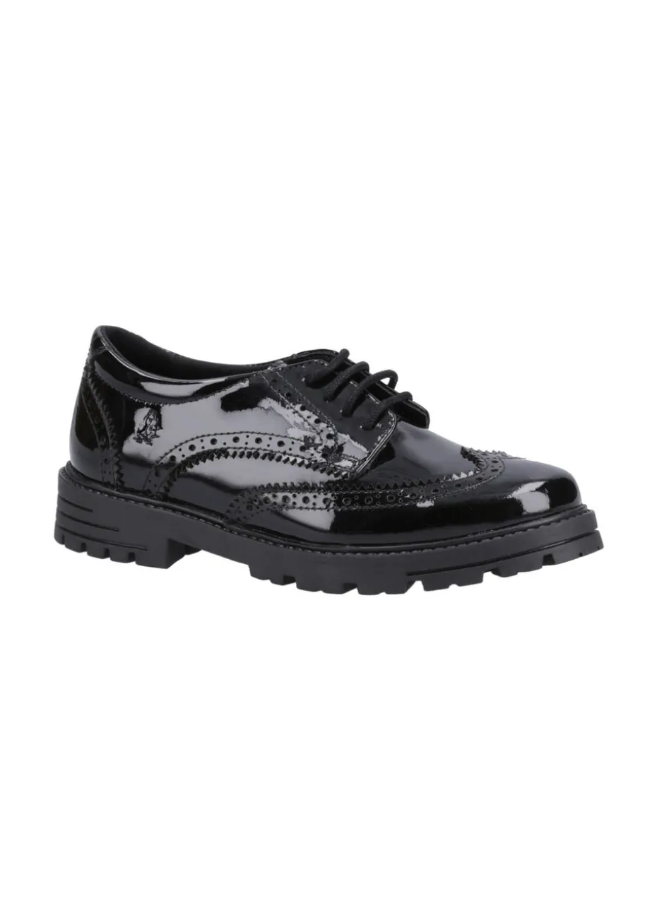 Hush Puppies Girls Black Maxine Patent Junior School Shoes (Younger 10 - Older 2)