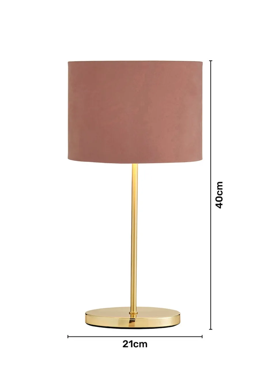 Inlight Blush Pink Velvet Stick Table Lamp (40cm x 16cm x 21cm)