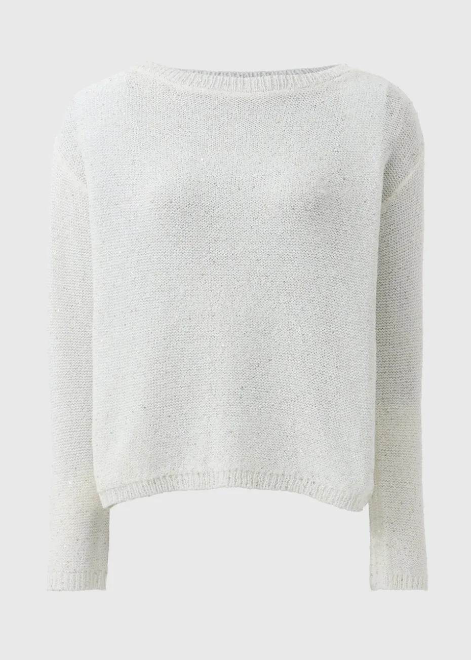 Ivory Sequin Boat Neck Jumper