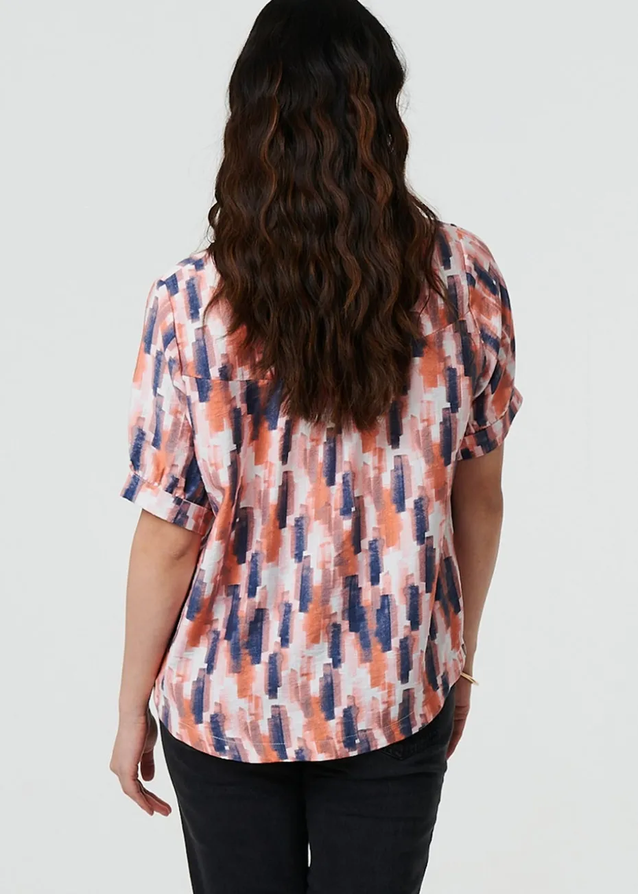 Izabel London Orange Printed Blouse
