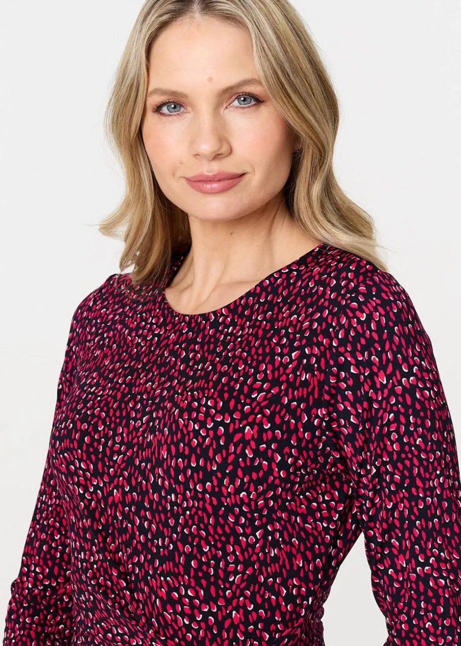 Izabel London Pink Animal Print Knot Short Dress