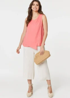 Izabel London Pink Asymmetric Pleat Front Blouse Top
