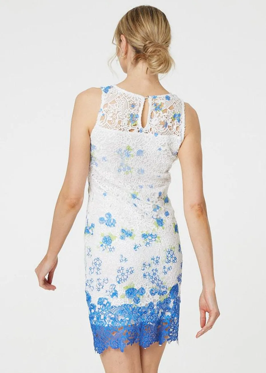 Izabel London White Floral Lace Sleeveless Bodycon Mini Dress