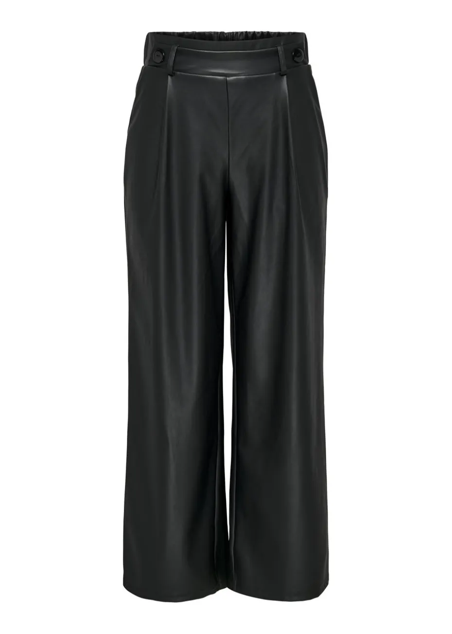 JDY Black Leather Look Trousers