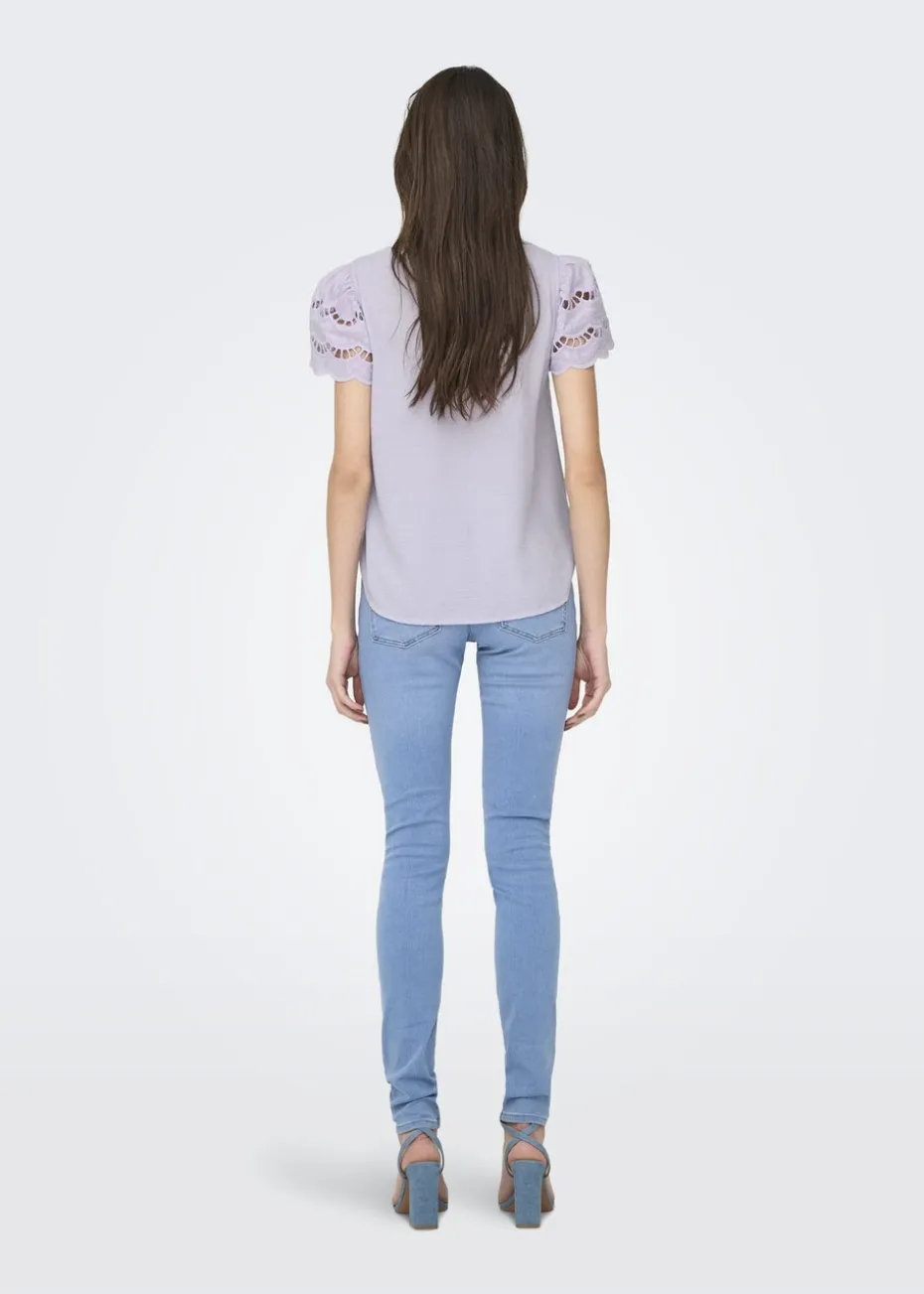 JDY Lilac Sleeve Detail T-Shirt