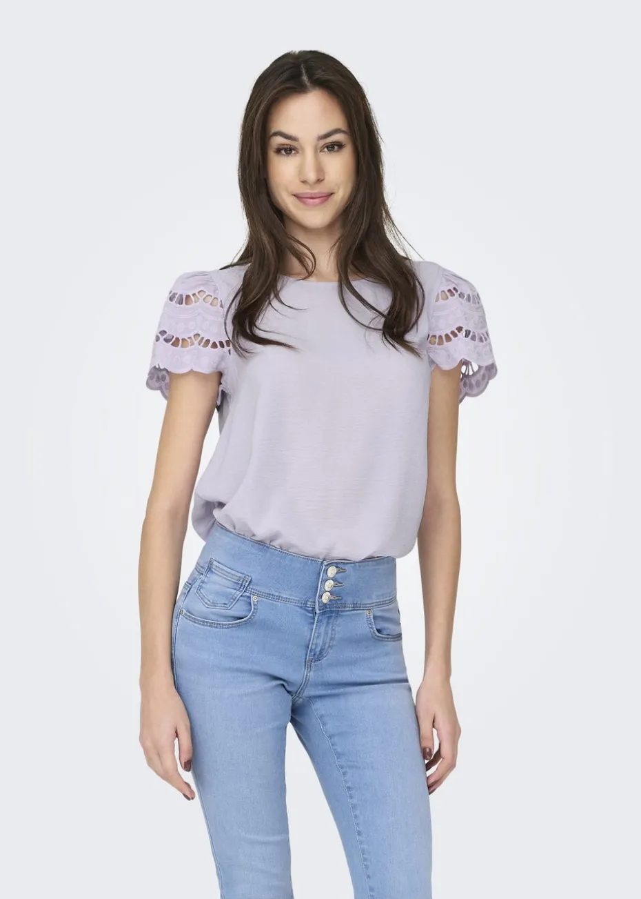 JDY Lilac Sleeve Detail T-Shirt