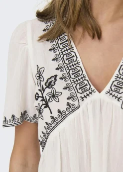 JDY White Embroidered Blouse