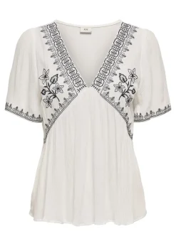 JDY White Embroidered Blouse