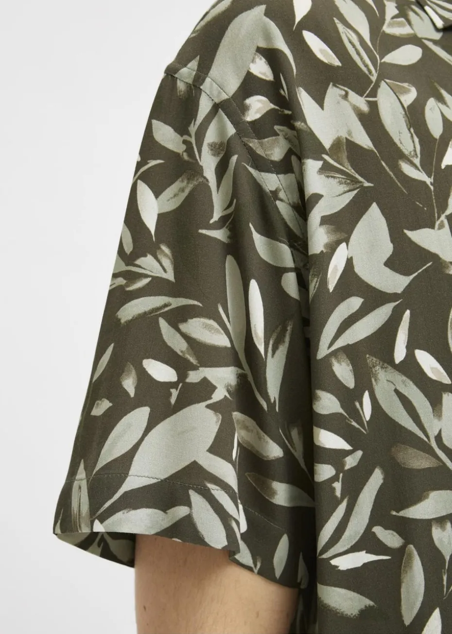 JJ Rebel Brown Leaf Print Shirt