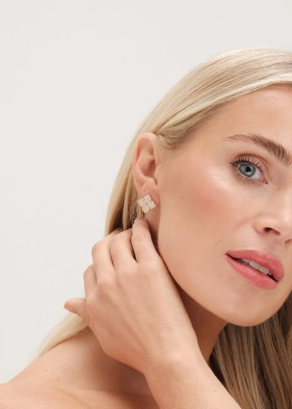 Jon Richard Gold Pave Clover Stud Earrings