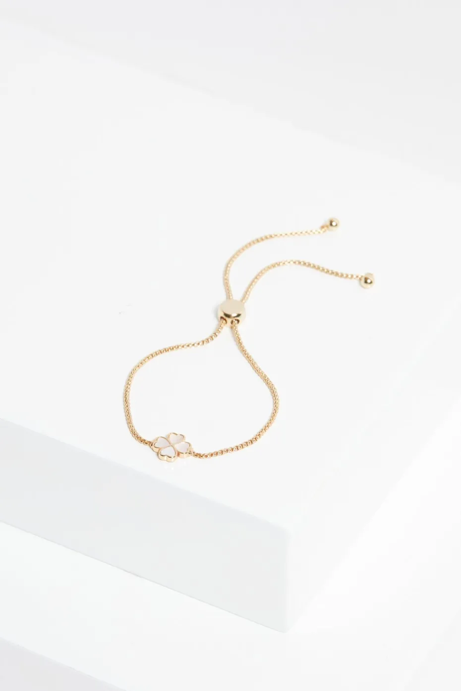 Jon Richard Gold Plated & Mother Of Pearl Enamel Heart Clover Toggle Bracelet