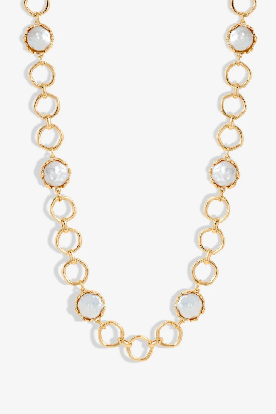 Jon Richard Gold Plated & Baroque Pearl Polished Chain Necklace