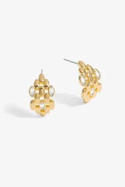 Jon Richard Gold Plated Cubic Zirconia & Polished Chain Hoops