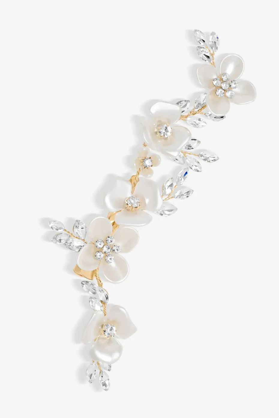 Jon Richard Gold Plated White Floral And Crystal Hair Slide