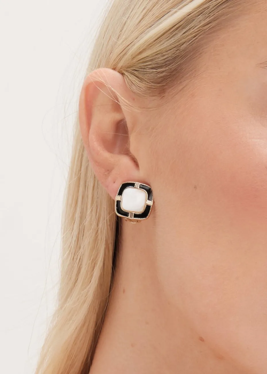 Jon Richard Monocrome Clip Earrings