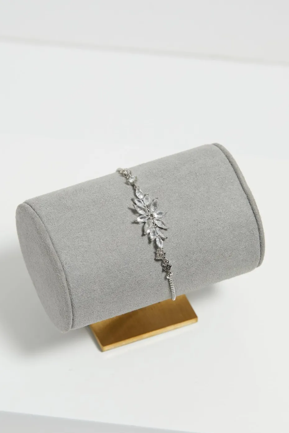 Jon Richard Rhodium Plated Cubic Zirconia Floral Toggle Bracelet