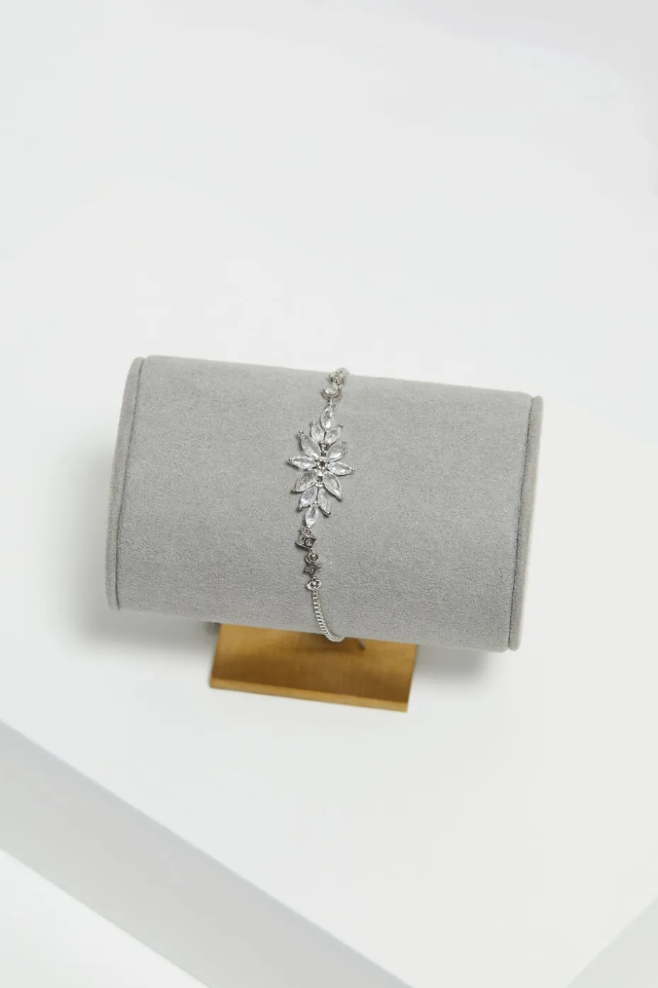 Jon Richard Rhodium Plated Cubic Zirconia Floral Toggle Bracelet
