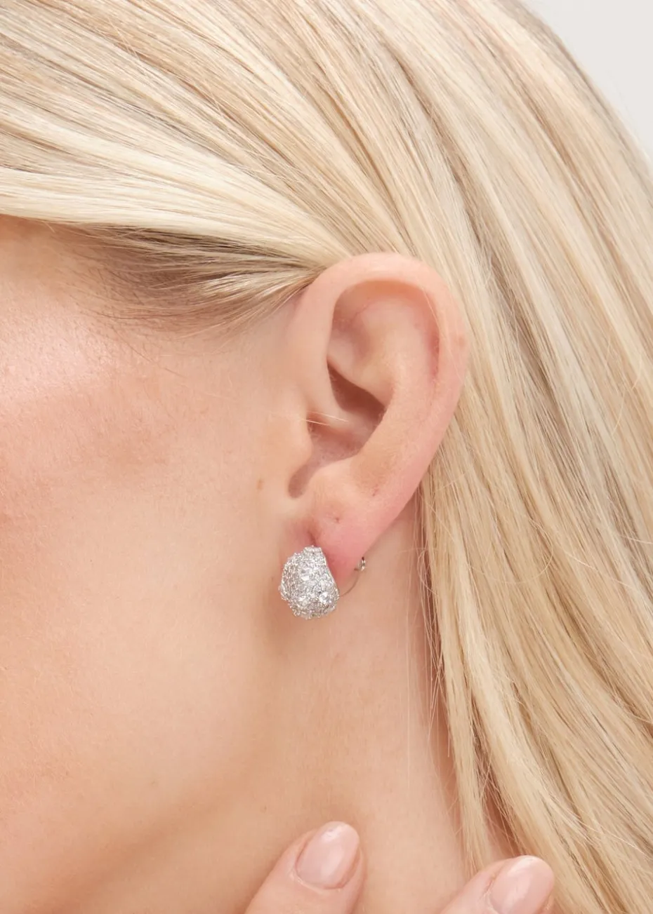 Jon Richard Silver Plated Cubic Zirconia Dome Earrings