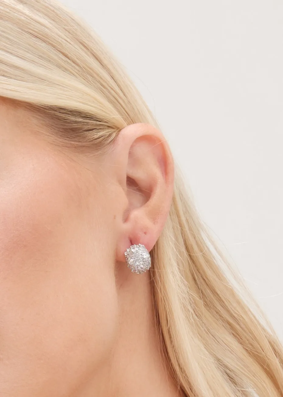Jon Richard Silver Plated Cubic Zirconia Dome Earrings