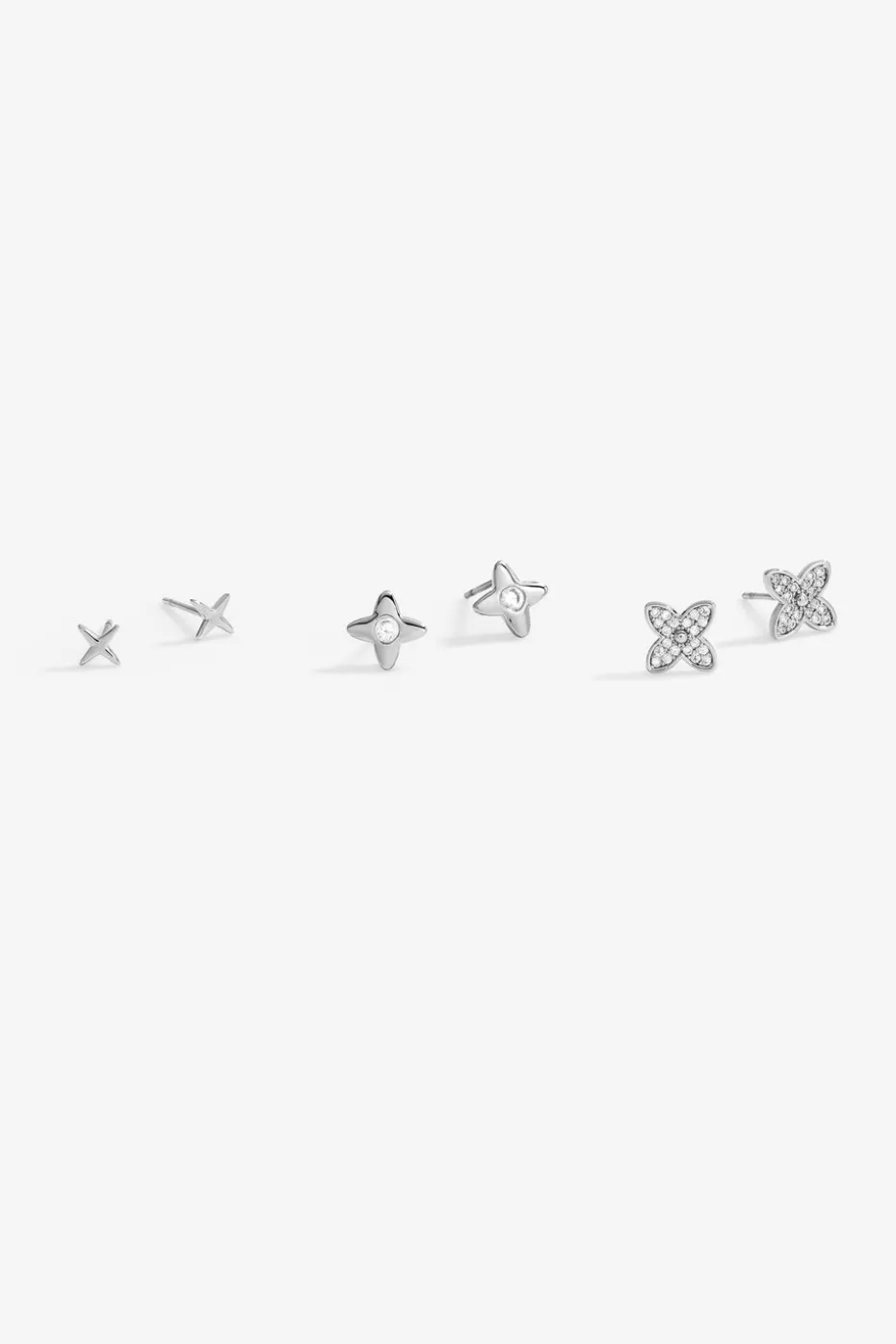 Jon Richard Silver Plated Clover Earrings Pack Of 3