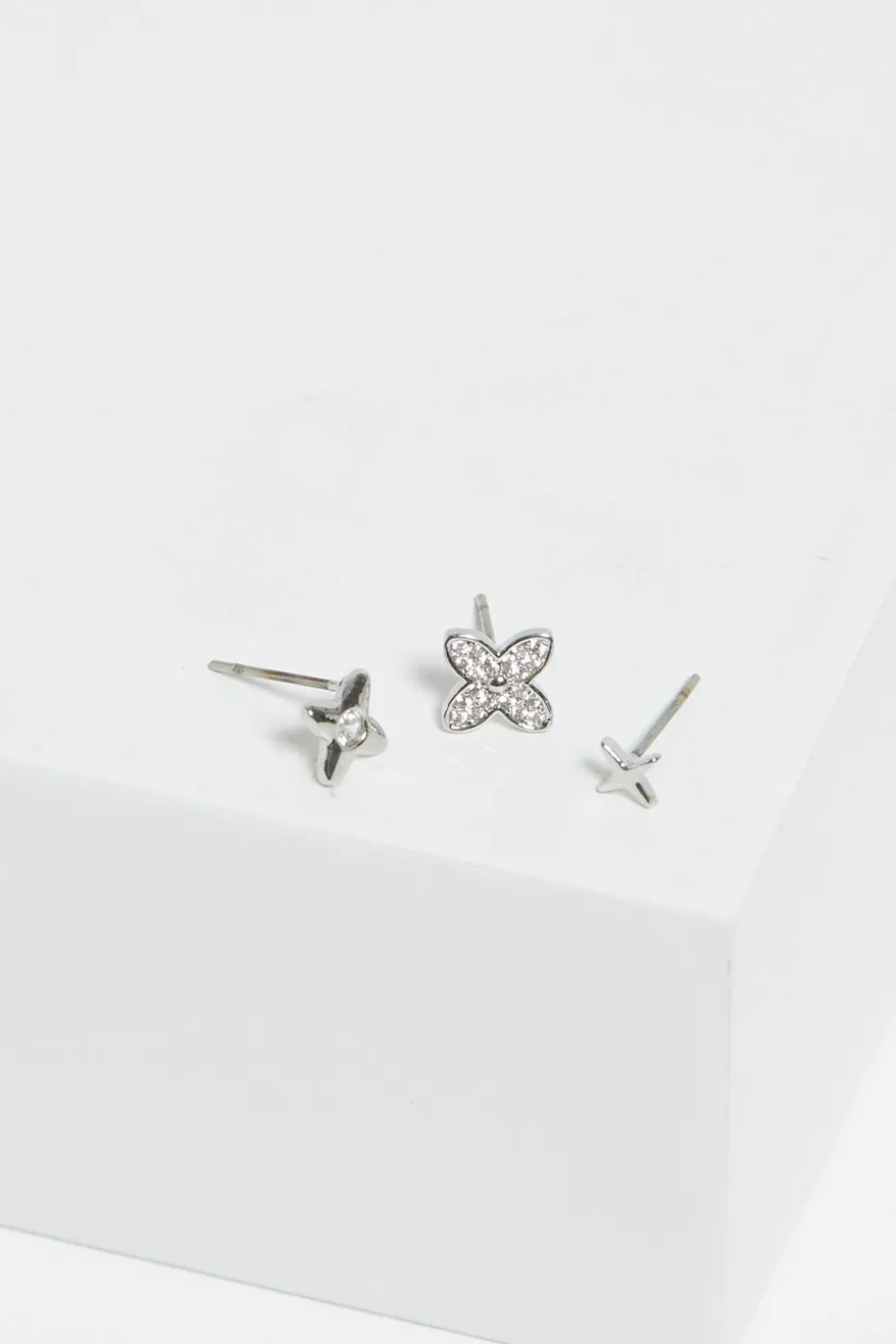 Jon Richard Silver Plated Clover Earrings Pack Of 3