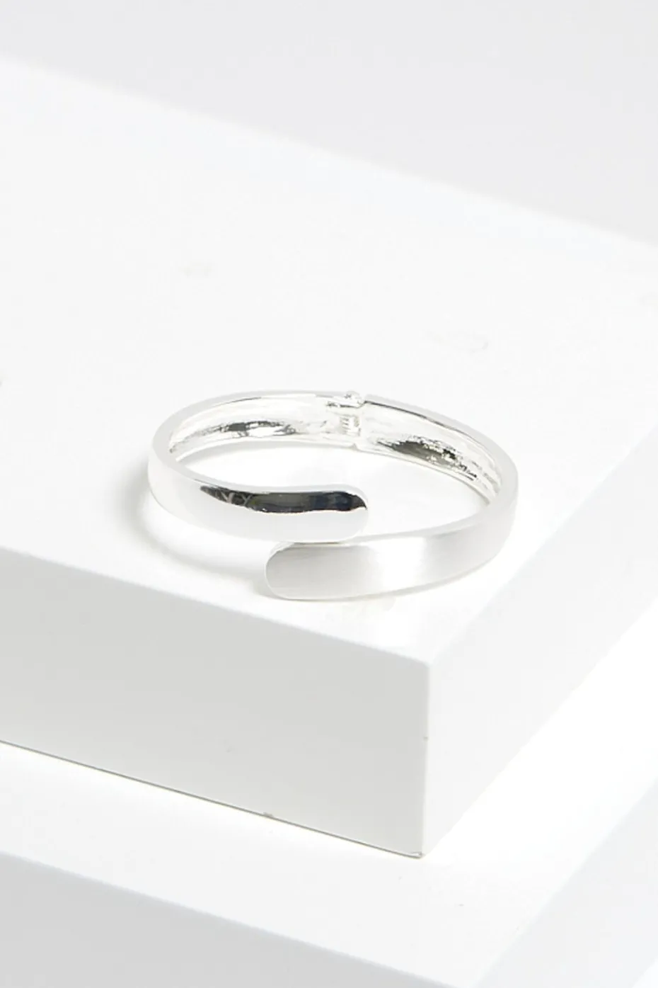 Jon Richard Silver Plated Polished Satin Open Hinge Bangle