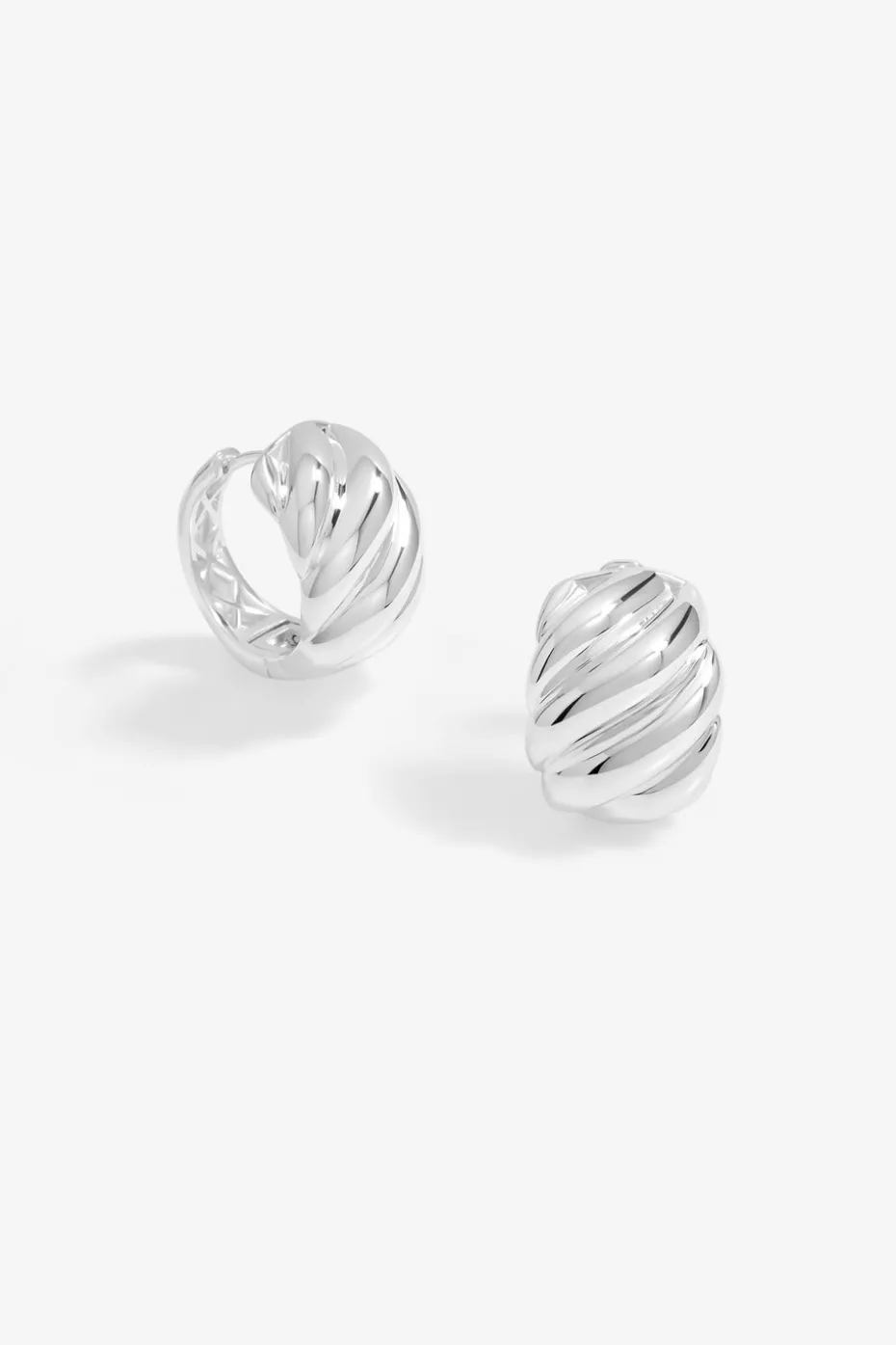 Jon Richard Silver Plated Large Ridge Hoop Earrings